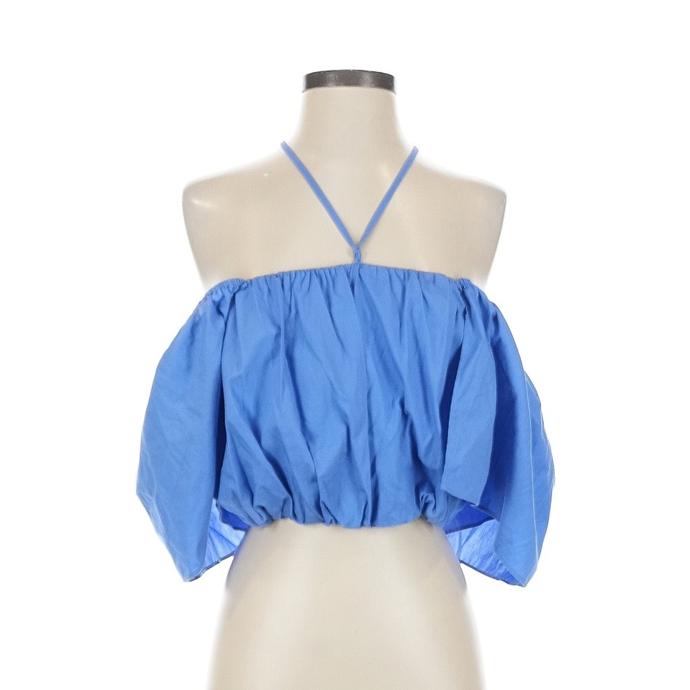 Zara Off the Shoulder Blue Top